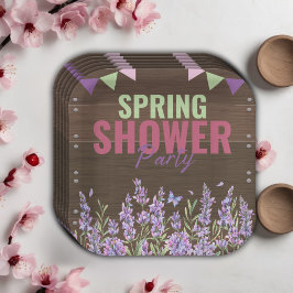 Rustieke Lavendel Spring Shower Party Baby shower Papieren Bordje