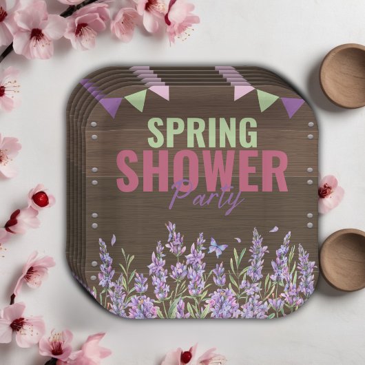Rustieke Lavendel Spring Shower Party Baby shower Papieren Bordje