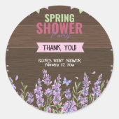 Rustieke Lavendel Spring Shower Party Baby shower Ronde Sticker (Voorkant)