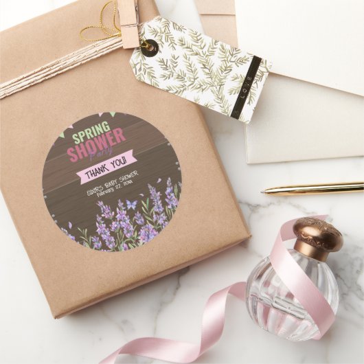 Rustieke Lavendel Spring Shower Party Baby shower Ronde Sticker (Geschenken)