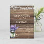 Rustieke Lavendel String Lights Jar Bruiloft Kaart (Staand voorkant)