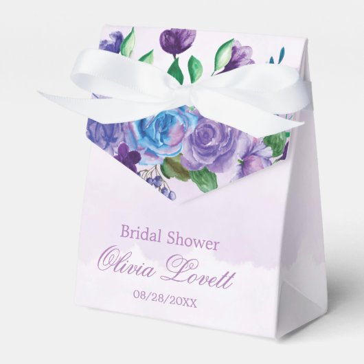 Rustieke Lavendel Waterverf Bloemige Bruidsdouche Bedankdoosjes (Voorkant Zijde)