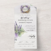 Rustieke Lavendel Waterverf Modern Romantisch Brui All In One Uitnodiging (Binnen)