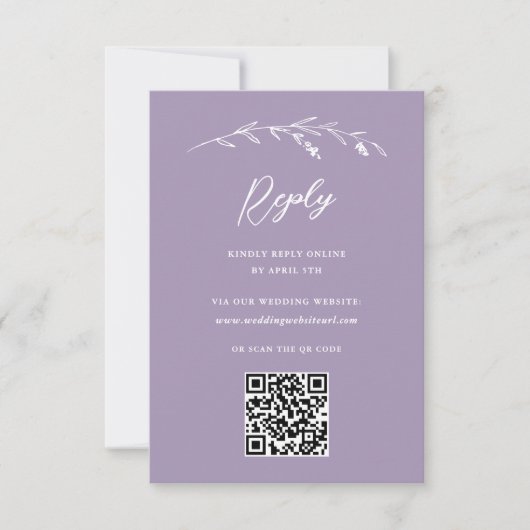Rustieke Lavendel Wildflower Online QR Code Bruilo RSVP Kaartje (Voorkant)
