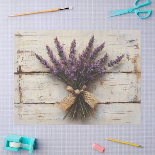 Rustieke Lavendel Witte Hout Decoupage Tissuepapier (Craft)