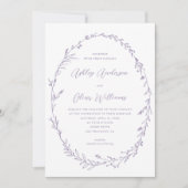 Rustieke Lavendel Witte Wildflower krans bruiloft Kaart (Voorkant)