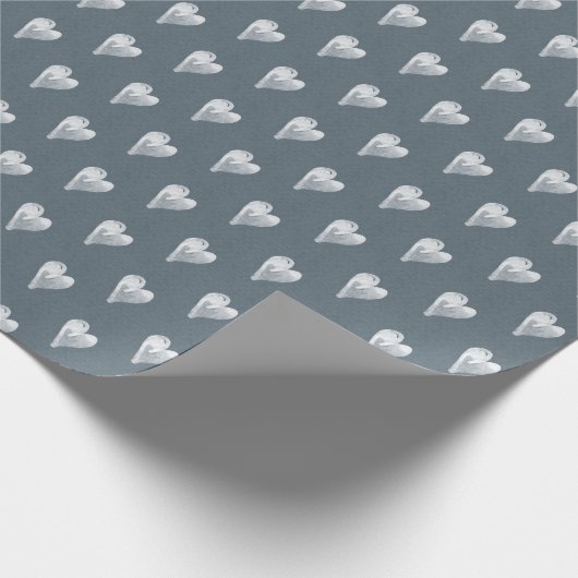 Rustieke leisteen blauwe hand getekende harten cadeaupapier (Hoek)