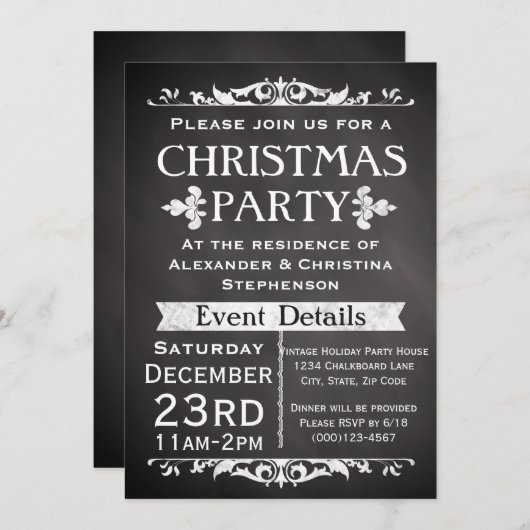 Rustieke leisteen Kerstfeest uitnodiging (Voorkant / Achterkant)