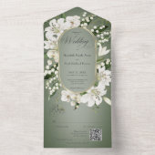 Rustieke Lelie van de Vallei Bloemen Sage QR Code All In One Uitnodiging (Binnen)