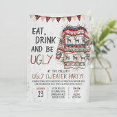 Rustieke lelijke trui kerstfeest kaart (Staand voorkant)