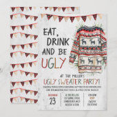 Rustieke lelijke trui kerstfeest kaart (Voorkant / Achterkant)