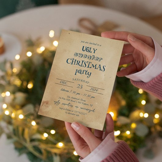 Rustieke lelijke trui kerstfeest uitnodiging