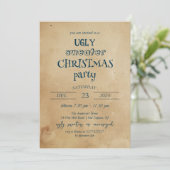Rustieke lelijke trui kerstfeest uitnodiging (Staand voorkant)