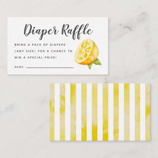 Rustieke Lemon Baby shower Luier Raffle Ticket Informatiekaartje (Voorkant / Achterkant)