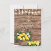 Rustieke Lemon Basket Modern Schattige Baby shower Bedankkaart (Voorkant)