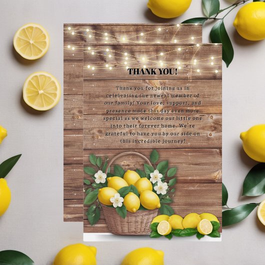 Rustieke Lemon Basket Modern Schattige Baby shower Bedankkaart