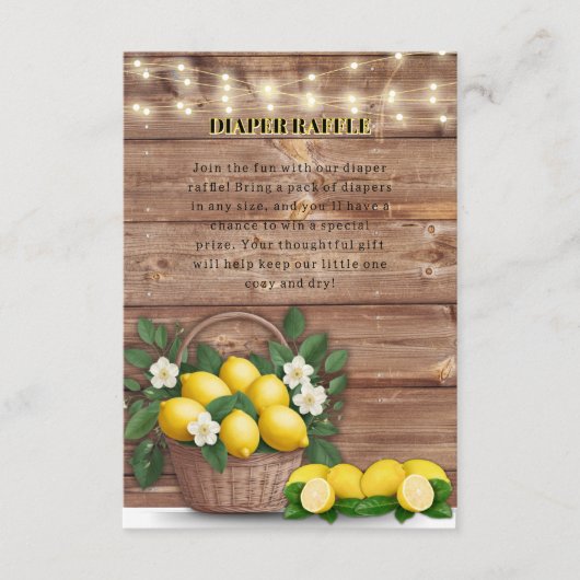 Rustieke Lemon Basket Modern Schattige Baby shower Informatiekaartje (Voorkant)