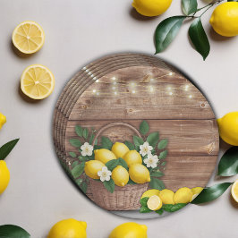 Rustieke Lemon Basket Modern Schattige Baby shower Papieren Bordje