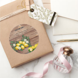 Rustieke Lemon Basket Modern Schattige Baby shower Ronde Sticker