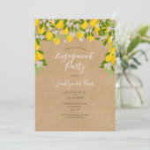 Rustieke Lemon Blossom Green Engagement Party Kaart (Staand voorkant)
