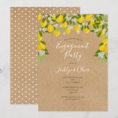 Rustieke Lemon Blossom Green Engagement Party Kaart (Voorkant / Achterkant)
