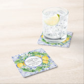 Rustieke Lemon Boerderij Greenery Krans Blauw Witt Kartonnen Onderzetters (Insitu)