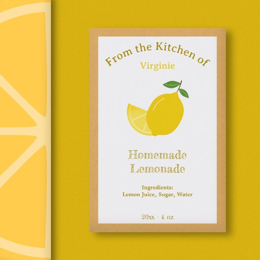 Rustieke Lemon & Lemonade Flessenlabel Sticker