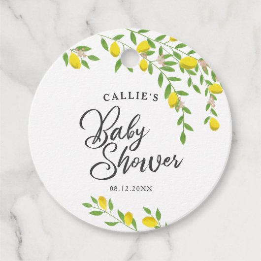Rustieke Lemon Zomer Baby shower Bedankjes Labels (Voorkant)
