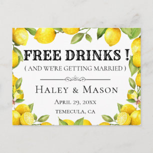 Rustieke Lemons GRATIS DRINKEN Save the Date Aankondigingskaart