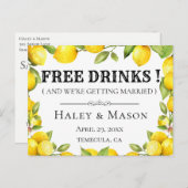 Rustieke Lemons GRATIS DRINKEN Save the Date Aankondigingskaart (Voorkant / Achterkant)