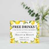 Rustieke Lemons GRATIS DRINKEN Save the Date Aankondigingskaart (Staand voorkant)