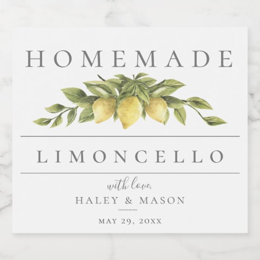 Rustieke Lemons Limoncello Drank Label Likeurfles Etiket (Enkel label)