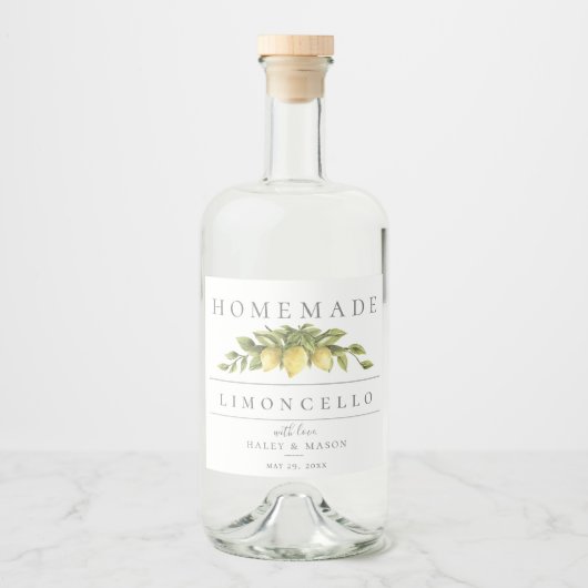 Rustieke Lemons Limoncello Drank Label Likeurfles Etiket (Voorkant)