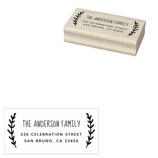 rustieke lente | Aangepaste familienaam & retourad Rubberstempel (Gestempeld)