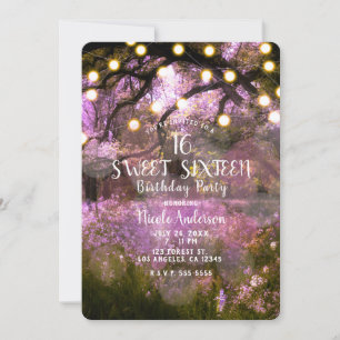 Rustieke Lente Betoverde Bos Lichtjes Sweet 16 Kaart