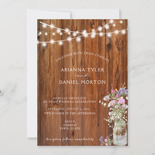 Rustieke lente bloemen metselwerk lampjes kaart (Voorkant)