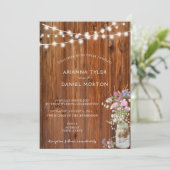 Rustieke lente bloemen metselwerk lampjes kaart (Staand voorkant)