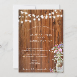 Rustieke lente bloemen metselwerk lampjes kaart