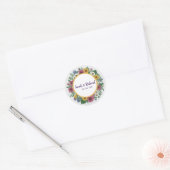 Rustieke Lente Bruiloft met Wilde Bloemen, Romanti Ronde Sticker (Envelop)
