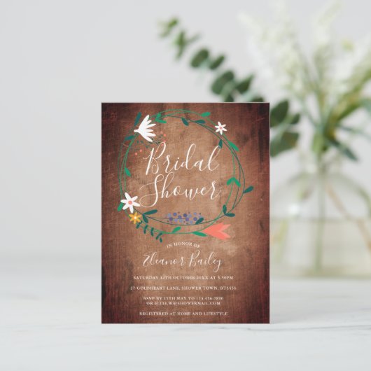 Rustieke lente Floral Garland Vrijgezellenfeest Aankondigingskaart (Staand voorkant)