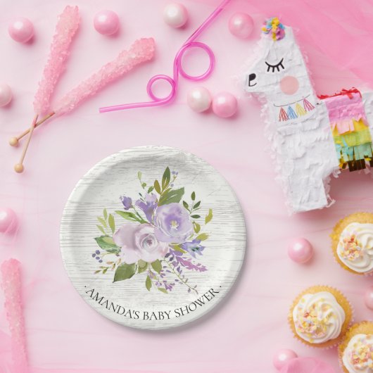 Rustieke Lente Lavendel Bloemen Douche 7" Bord (Feest)