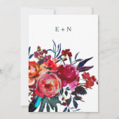 Rustieke lente marine rode boho bloemenkrans bruil kaart (Achterkant)