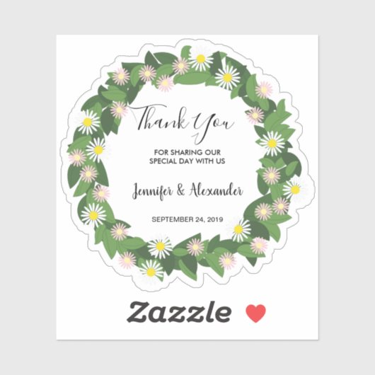 Rustieke lente zomer bloemen Dank u bruiloft Sticker (Vel)