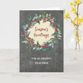 Rustieke leraar kerstvakantie kaart (Gele Bloem)