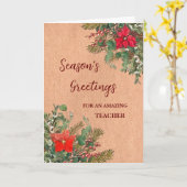 Rustieke leraar kerstvakantie kaart (Gele Bloem)