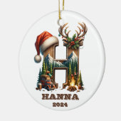 Rustieke letter H met feestelijke bergscène Keramisch Ornament (Links)