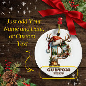 Rustieke letter P met feestelijke winterkajuitscèn Keramisch Ornament