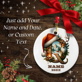 Rustieke letter Q Kerstscène Keramisch Ornament