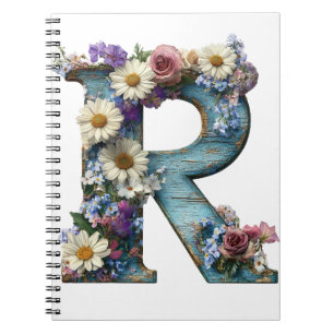 Rustieke Letter R Wilde Bloem Floral Notitieboek