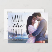 Rustieke Lettering Overlay Foto Sla de datum op Aankondigingskaart (Voorkant / Achterkant)